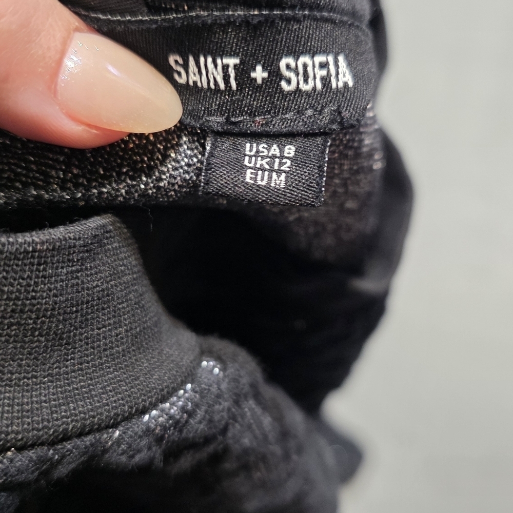 Saint + Sofia Black Textured Sweater Size 8 PTP 23 Length 21 - Picture 6 of 7